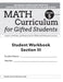Math Curriculum for Gifted Students: Lessons, Activities, and Extensions for Gifted and Advanced Learners, Student Workbooks, Section III (Set of 5): by Clg Of William And Mary/C