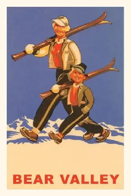 The Vintage Journal Mom and Boy with Skis on Shoulders, Bear Valley by Found Image Press