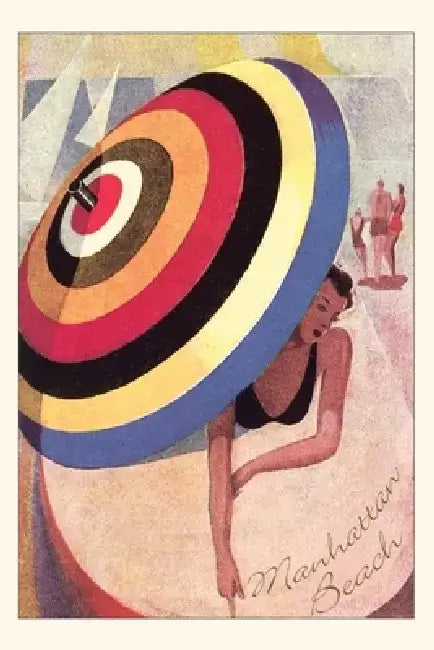 Vintage Journal Manhattan Beach, Woman with Umbrella by Found Image Press