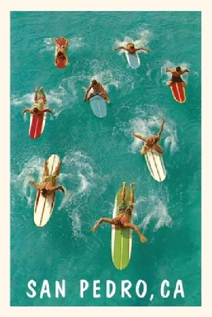Vintage Journal San Pedro, Aerial View of Surfers by Found Image Press
