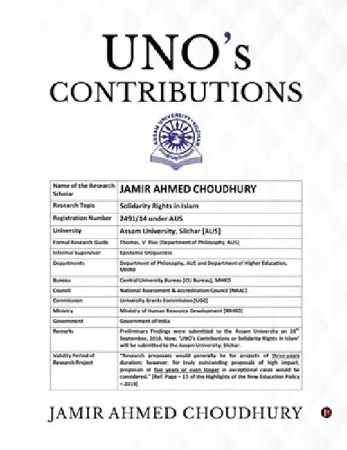 UNO's Contributions: Solidarity Rights in Islam by Jamir Ahmed Choudhury