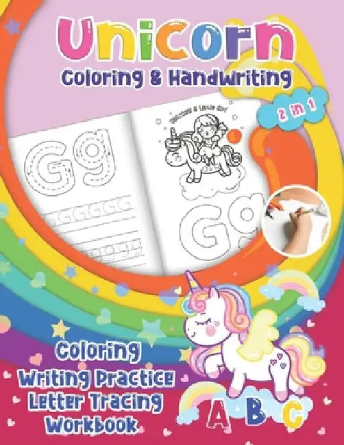 Unicorn Coloring & Handwriting 2 in 1 Coloring Writing Practice letter tracing Workbook: Tracing Alphabet for Preschoolers & Kids ages 3-5 - learning by Eebook Valley