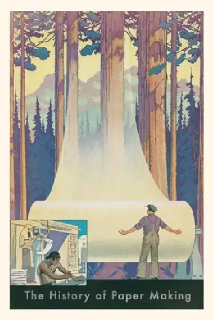 Vintage Journal History of Paper Making, Egypt to Pine Forest by Found Image Press