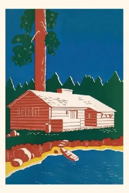 Vintage Journal Cabin by Lake by Found Image Press