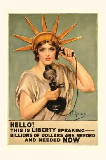 Vintage Journal Liberty Telephoning for Money Poster by Found Image Press