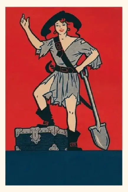 Vintage Journal Pirate Woman with Treasure and Shovel by Found Image Press