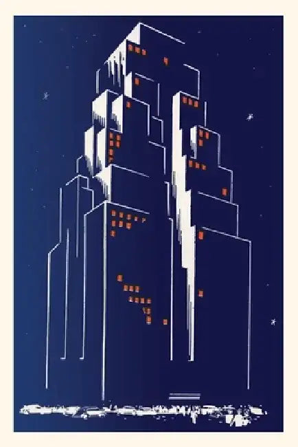 Vintage Journal Abstract Skyscraper at Night by Found Image Press