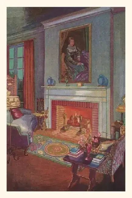 Vintage Journal Cozy Hearth Scene by Found Image Press