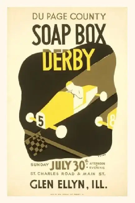 Vintage Journal Soap Box Derby, Glen Ellyn, Illinois Poster by Found Image Press