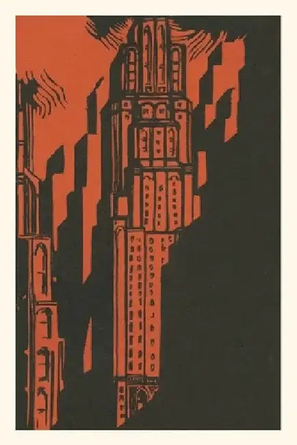 Vintage Journal Woodcut of Skyscraper by Found Image Press