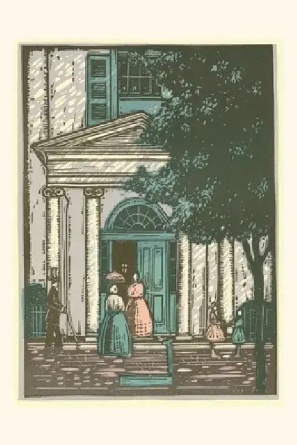 Vintage Journal Woodcut of Meeting Hall by Found Image Press