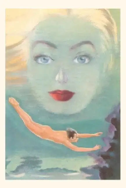 Vintage Journal Naked Man Swimming, Big Face by Found Image Press