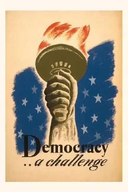 Vintage Journal Democracy, A Challenge, Liberty Torch by Found Image Press
