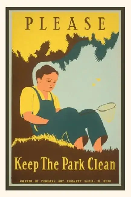 Vintage Journal Please Keep the Park Clean, Boy with Net by Found Image Press