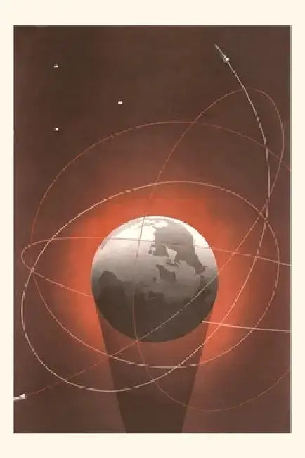 Vintage Journal Rocket Paths around Globe by Found Image Press