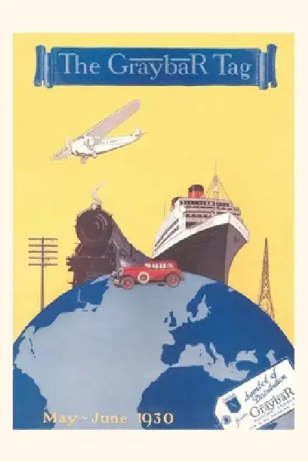 Vintage Journal Travel Poster with Trains, Boats, Plane by Found Image Press