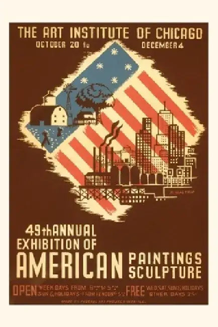 Vintage Journal Poster for American Art Exhibition by Found Image Press
