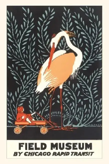 Vintage Journal Poster for Field Museum with Giant Heron by Found Image Press