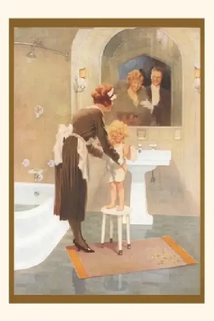 Vintage Journal Nanny Bathing Child by Found Image Press