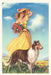 Vintage Journal Girl with Flowers and Collie by Found Image Press