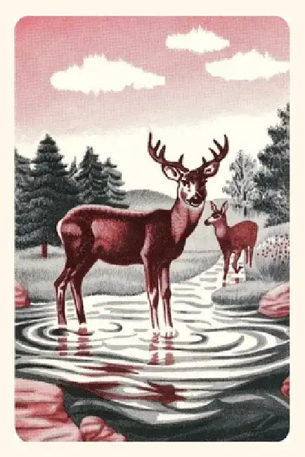 Vintage Journal Deer in Stream by Found Image Press