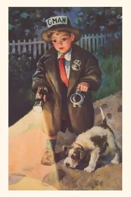 Vintage Journal Little Boy Playing G-Man by Found Image Press