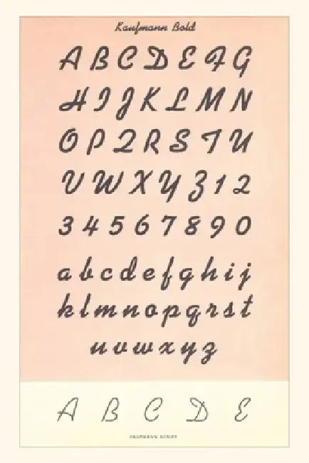 Vintage Journal Font Sample Chart, Kaufmann Bold by Found Image Press