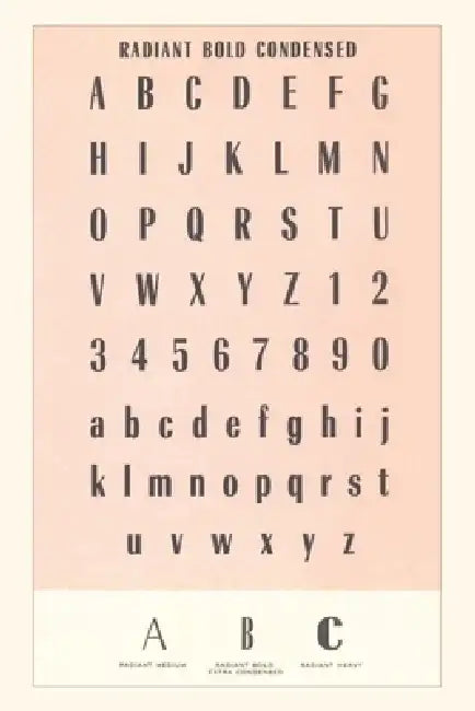 Vintage Journal Font Sample Chart, Radiant by Found Image Press