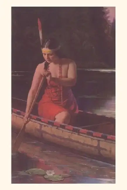 Vintage Journal Indian Woman in Canoe by Found Image Press