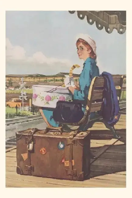 Vintage Journal Woman Awaiting Train by Found Image Press