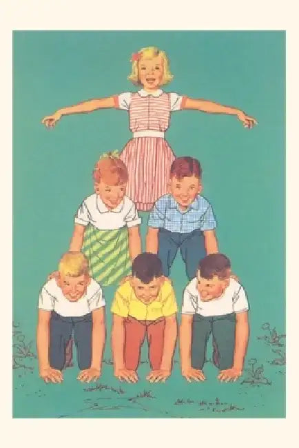 Vintage Journal Kids Forming Pyramid by Found Image Press