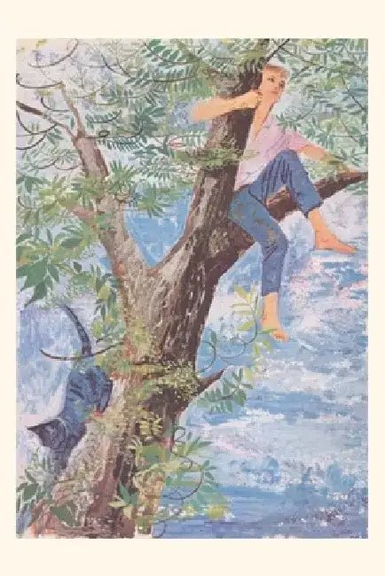 Vintage Journal Child and Cat in Tree by Found Image Press