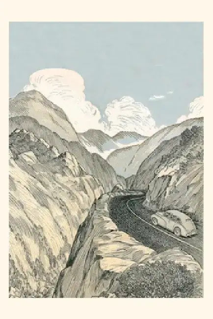 Vintage Journal Car on Mountain Road by Found Image Press