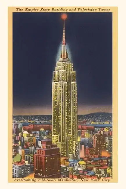 Vintage Journal Empire State Building at Night, New York City by Found Image Press