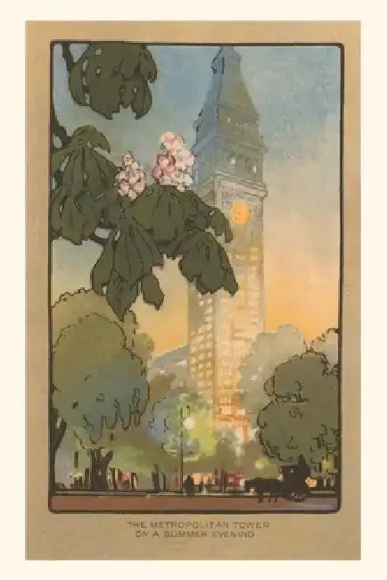 Vintage Journal Art Deco Rendering of Metropolitan Tower, New York City by Found Image Press