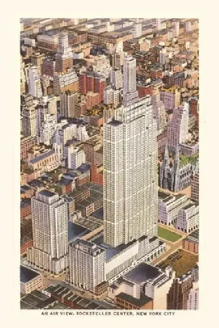 Vintage Journal Aerial View of Rockefeller Center, New York City by Found Image Press