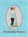 My Knitting Projects: Modern Knitting Woman With Brunette Hair on a Blue Background, Glossy Finish by Spring Hill Stationery