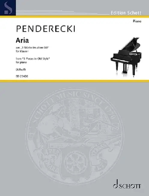 Aria from Three Pieces in Old Style: Arranged for Piano Solo; Based on the Original Version for String Orchestra by Krzysztof Penderecki, Tim Alhoff
