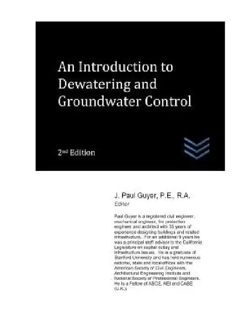 An Introduction to Dewatering and Groundwater Control by J. Paul Guyer