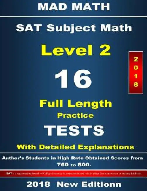 2018 SAT Math Level II 16 Tests by John Su