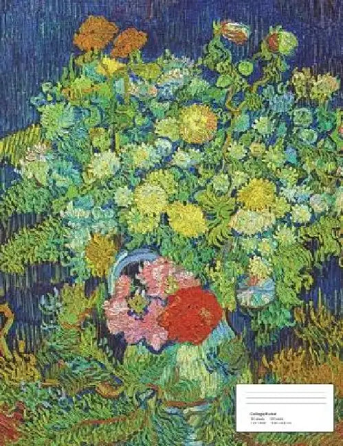 Vintage Flower Painting on Blue by Joyful Collage