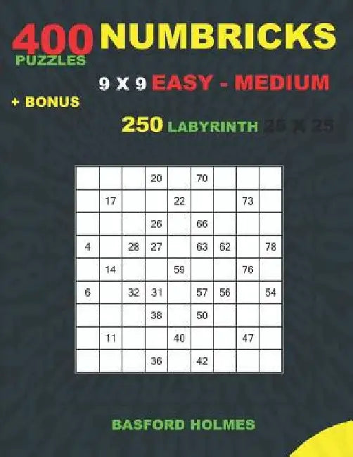 NUMBRICKS 400 puzzles 9 x 9 EASY - MEDIUM + BONUS 250 LABYRINTH 25 x 25: Sudoku Easy - Medium levels and Maze very hard levels by Basford Holmes