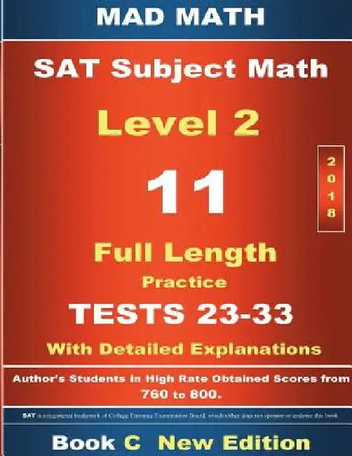 2018 SAT Subject Math Level 2 Book C Tests 23-33 by John Su