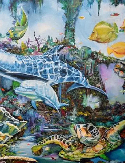 Under The Sea: Fishes, Turtle, Seaweed, Artwork, Painting, Story book, by Ezy Notebook