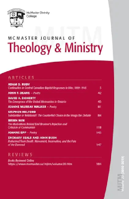 McMaster Journal of Theology and Ministry: Volume 20, 2018-2019 by David J. Fuller