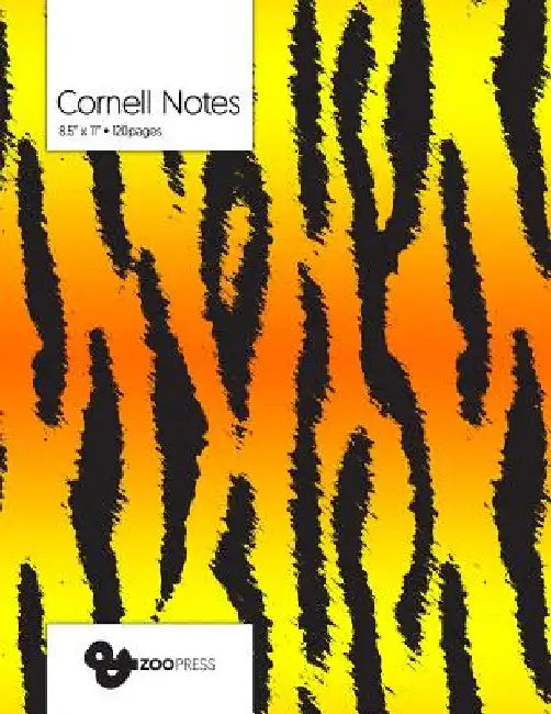Cornell Notes: Tiger Pattern Cover - Best Note Taking System for Students, Writers, Conferences. Cornell Notes Notebook. Large 8.5 x by &zoo Press