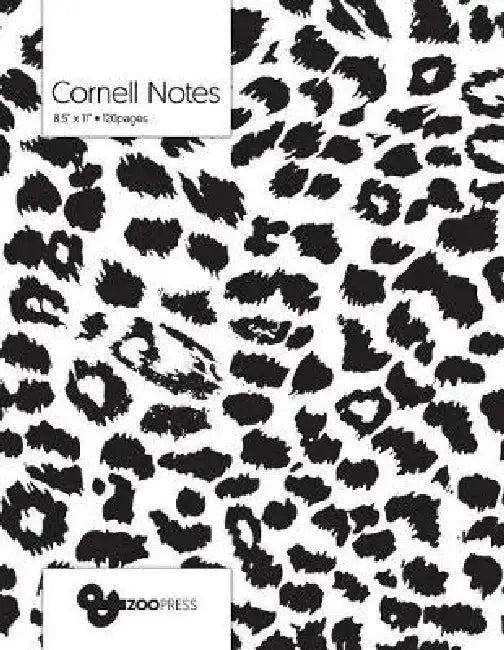 Cornell Notes: B&W Cheetah Pattern Cover - Best Note Taking System for Students, Writers, Conferences. Cornell Notes Notebook. Large by &zoo Press