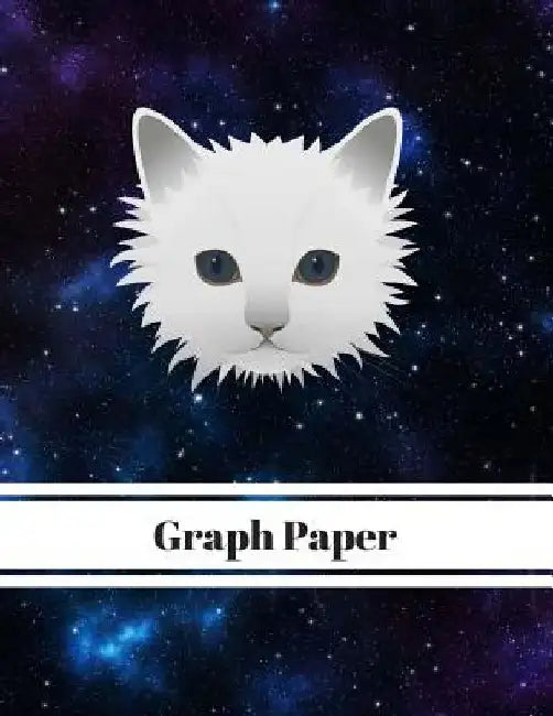 Graph Paper White Kitty In Galaxy by Shellbelle Books