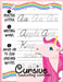 Cursive handwriting workbook: Unicorn Cursive Writing Practice Book Homework For Girl Kids Beginners How to Write Cursive Alfhabet Step By Step And by Shacha Fourman
