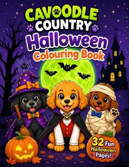 Cavoodle Country Halloween Colouring Book: 32 Fun Halloween Pages for Kids Ages 4-8 by Cavoodle Country
